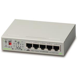 5 Port 10/100/1000TX Unmanaged Switch With External Power Supply EU Power Adapter (AT-GS910/5E-50)