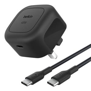 Wall Charger - Boostcharge - 45w USB Pd With Pps W/ 1m 3amp Pvc C-c Cable - Black
