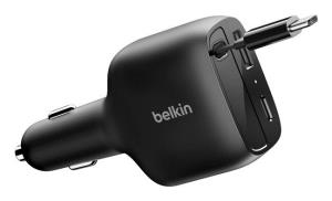 Car Charger - Ccc001hqbk - 75w 2-port - With Retractable USB-c Cable - Black
