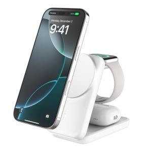 Magnetic Wireless Charger - Ultracharge - 3-in-1 With Qi2 25w - White
