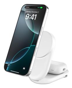 Magnetic Wireless Charger - Ultracharge - 2-in-1 With Qi2 25w - USB -c - White