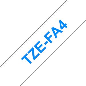 Tape TZe 18mm Blue On White Iron-on Fabric