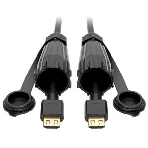 HDMI CBL HOODED IP67 CONNECTORS INDUSTR 4K ETHERNET M/M BK 3.66M