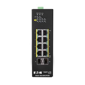 TRIPP LITE 8-Port Lite Managed Industrial Gigabit Ethernet Switch - 10/100/1000 Mbps, PoE+ 30W, 2 GbE SFP Slots, -10� to 60�C, DIN Mount