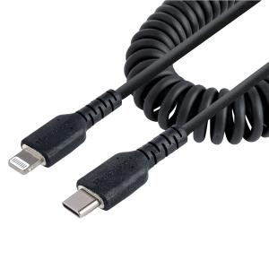 USB C To Lightning Cable - Coiled Cable - 1m Black