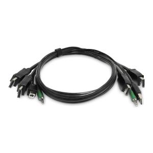 Dual-DisplayPort KVM Cable, USB 2.0, 3.5mm 1.8m