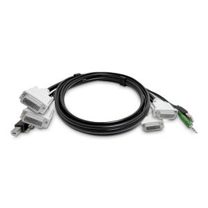 Dual-DVI KVM Cable, USB 2.0, 3.5mm Audio, Universally Compatible Combo Cable For KVM Switches 1.8m