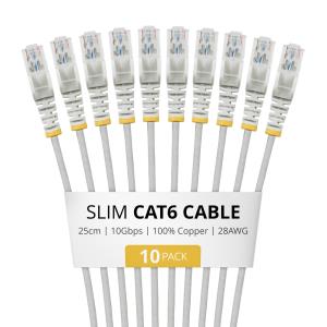 Patch Cable - CAT6 - Utp - 25cm - Grey Slim 10pack