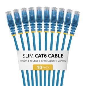 Patch Cable - CAT6 - Utp - Snagless - Slim - 1m - Blue 10pack