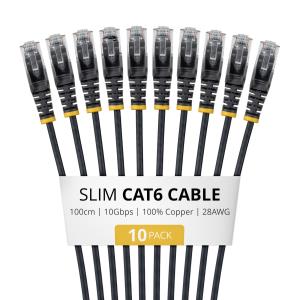 Patch Cable - CAT6 - Utp - Snagless - Slim - 1m - Black 10pack