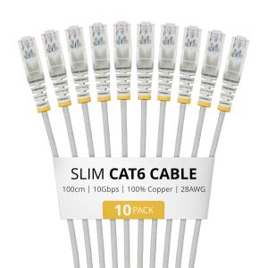 Patch Cable - CAT6 - Utp - Snagless - Slim - 1m - Grey 10pack