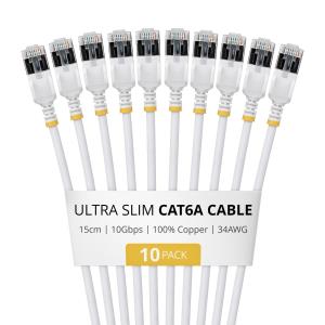 Patch Cable - CAT6a - Ftp - Ultra Slim - 15cm - White 10 Pack