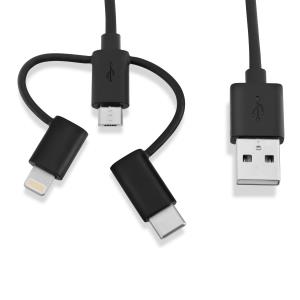 LIGHTNING/USBC/MICRO USB CABLE 3-IN-1 CABLE - MFI CERTIFIED