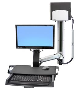Styleview Sit-stand Combo System With Worksurface And Medium Cpu Holder (polished Aluminum)