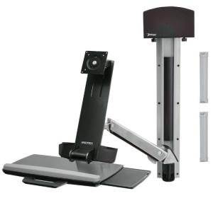 Styleview Sit-stand Combo System With Small Cpu Holder (polished Aluminum)