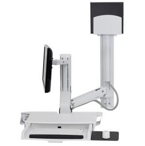 Keyboard & Monitor Mount - SV Combo System with Worksurface & Pan, Medium CPU Holder - 1 monitor - Tilt/Pan/Rotate - up to 24in - White