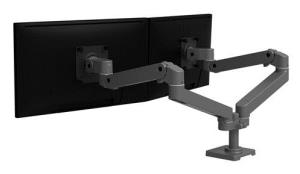 Monitor Mount - LX Pro Dual Side-by-Side Arm - Desk - 2 monitor - Tilt/Pan/Rotate - up to 27in - Dark Grey