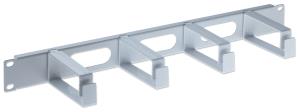 Cable Management Panel 19in 1u, 4 Long Plastic Rings, Grey