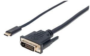 USB-C To DVI Adapter Cable Alt Mode Sig DVI 1080p Black 2m