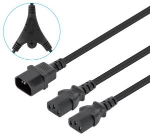Power Cable Y-Splitter - 2x C13 to C14 - 1.8m