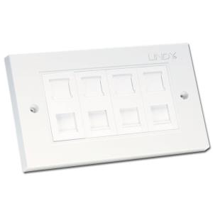 4 Port Cat5e Flat Face Plate Double Rj45 / Idc Termination