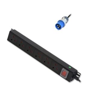 Vertical 6 Way Pdu 6xuk Sockets To 16a Commando Plug