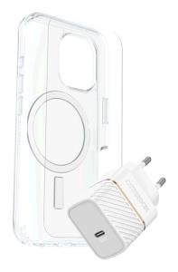 Bundle / Apple iPhone 16 - Symmetry Clear MagSafe / Premium Glass / EU USB-C Wall Charger 30W - white