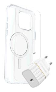 Bundle / Apple iPhone 16 Pro Max - Symmetry Clear MagSafe / Premium Glass / EU USB-C Wall Charger 30W - white