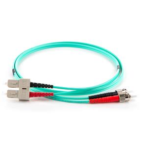 Duplex Fibre Optic Patch Cable - St To Sc 2m 50/125 Om3 Aqua
