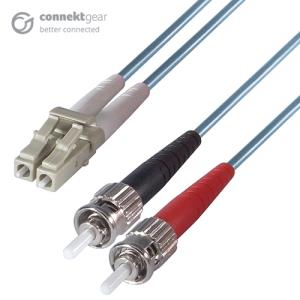 Duplex Fibre Optic Patch Cable - Lc To St 1.5m 50/125 Om3 Aqua