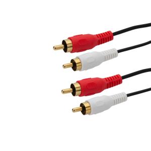 5M 2 X RCA/PHONO AUDIO CABLE - MALE TO MALE - GOLD CONNECTORS