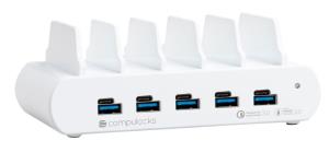 USB and USB-C 5-Port Multiple Tablet Charging Station - UK Plugs