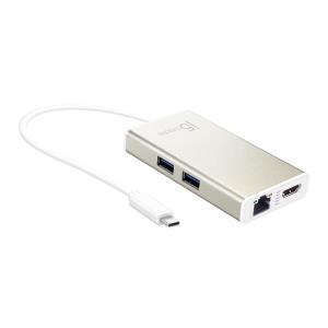 USB-c Multi Adapter - 1x USB-c (male) - 2x USB Type-a 1x Rj45 1x 4k Hdmi 1x USB-c Pd (female) - Champagne Metallic