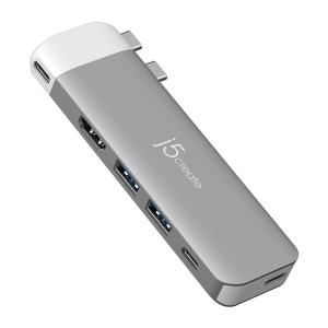 USB-c 6k Premium Hub - 2x USB-c (male) - 2x USB Type-a 1x USB-c 1x 4k Hdmi 1x USB-c (pd) 1x USB4 (female) - Space Grey/ White