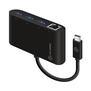 USB-C to Gigabit Ethernet & USB 3. 0 SuperSpeed 3 Port USB Hub - BLACK