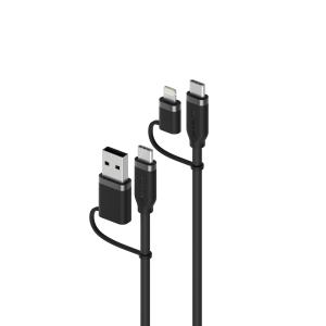 Elements Silicone 4IN1 USB 2.0 Cable 100W Black - 1.5m