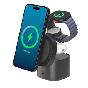PowerPod 4-in-1 Qi2 Fast Wireless Charging Stand - Black