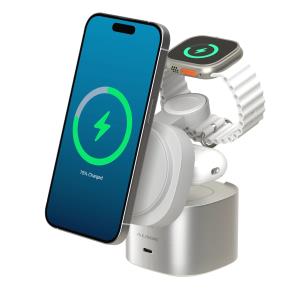 PowerPod 4-in-1 Qi2 Fast Wireless Charging Stand - White