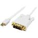 Mini DisplayPort To DVI Active Adapter Converter Cable - Mdp To DVI White 1m