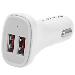 Dual Port USB Car Charger - High Power (24w/4.8a) White