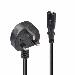 Extension Cable - Uk 3 Pin Plug To Iec C7 - 3m - Black